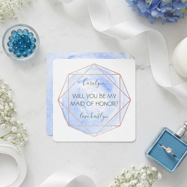 Trendy Waterecolor Diamond | Be My Maid Of Honour Invitation (Creator Uploaded)