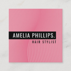 TRENDY WAVE modern curved lines candy pink Square Business Card