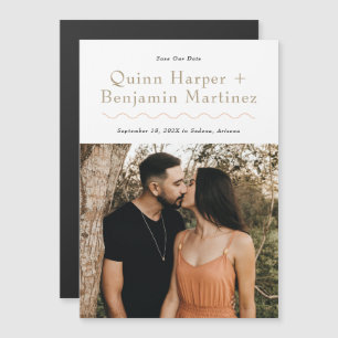 Trendy Wave Photo Save the Date Magnetic Card