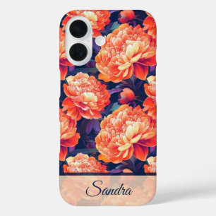 Trendy Wedding Gift Peony Flower Name iPhone 16 Case