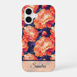Trendy Wedding Gift Peony Flower Name iPhone 16 Case