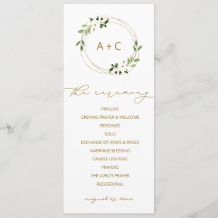 Trendy Wedding Gold Geometric Greenery Watercolor Programme