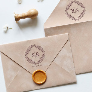 Trendy Wedding Initials Ornamental Sophisticated Rubber Stamp