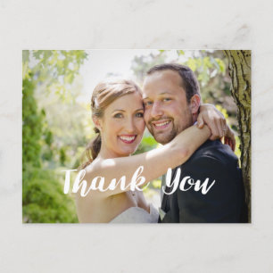 Trendy Wedding Photo Thank You Horizontal Postcard