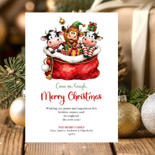 Trendy Whimsical Animals Playful Christmas Greetin Holiday Card