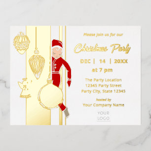Trendy Whimsical Christmas Ornament Business Foil Invitation Postcard