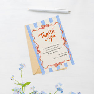 Trendy whimsical hand drawn coquette thank you card