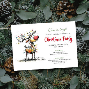 Trendy whimsical reindeer holiday party invite