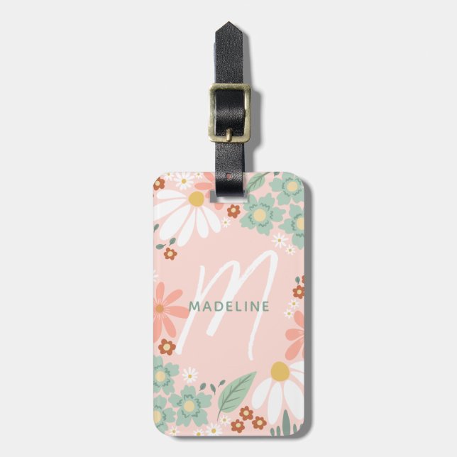 Trendy Whimsical Retro Summer Daisy Luggage Tag (Front Vertical)