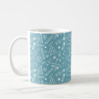 Trendy White ABC Beautiful Teal School  Coffee Mug