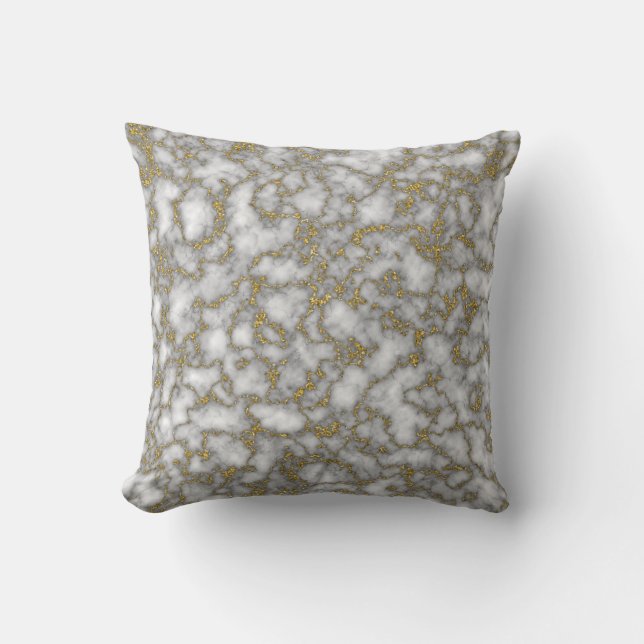 Trendy  White and gold glitter marble abstract  Cushion (Front)