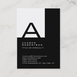 Trendy White Black Monogram Stripe Business Card