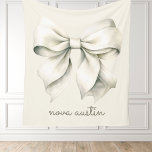 Trendy White Bow Personalised With Name Monogram Fleece Blanket<br><div class="desc">Introducing our Trendy White Bow Personalised With Name Monogram Fleece Blanket, the perfect blend of sophistication and charm for any special occasion. Featuring an adorable coquette bow design, this blanket boasts a trendy aesthetic that's ideal for newborns, toddlers, and even adults. The elegant white bow, combined with a personalised monogram,...</div>