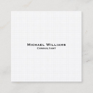 Trendy White Checks Modern Minimalist Professional Square Business Card