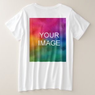 Trendy White Colour Template Upload Image Logo Plus Size T-Shirt