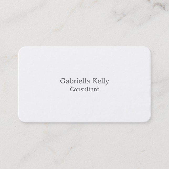 Trendy White Creative Plain Unique Stylish Business Card (Front)