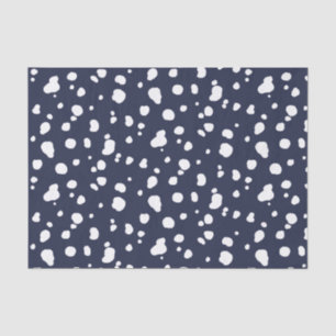 Trendy White Dalmatian Spots & Navy Tissue Paper