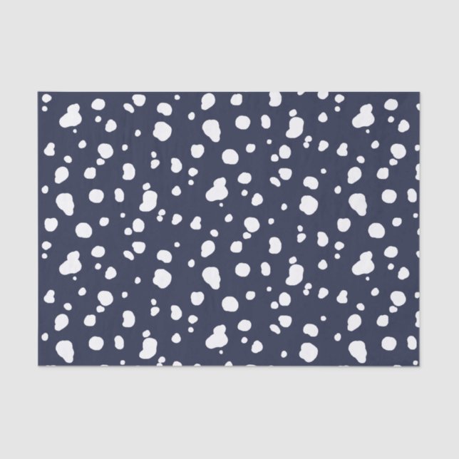 Trendy White Dalmatian Spots & Navy Tissue Paper (Front)