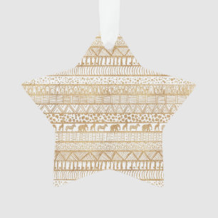 Trendy White Gold Tribal African Pattern Ornament