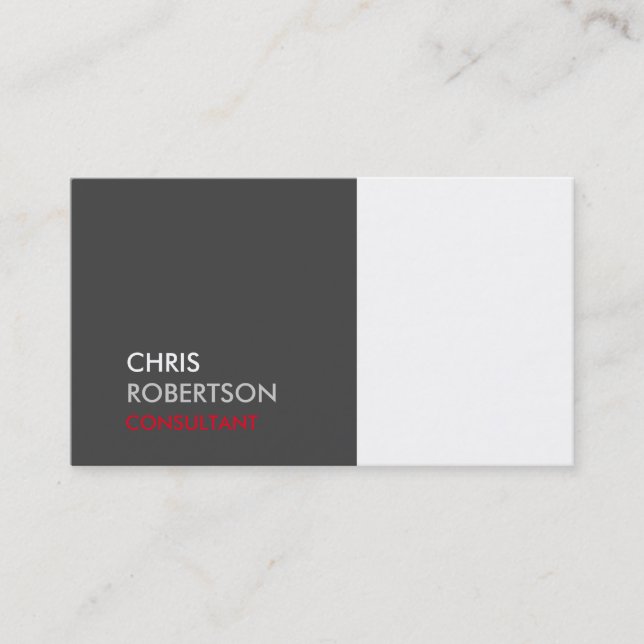Trendy White Grey Attractive Business Card (Front)