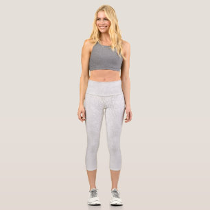 Trendy white leather like yoga pants