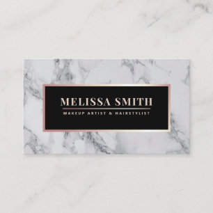Trendy White Marble Makeup Artist Hair Salon Appointment Card