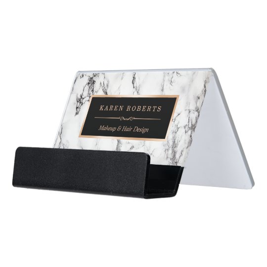 Trendy White Marble Makeup Artist Hair Stylist Desk Business Card