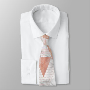 trendy white marble Rose gold triangles geometric Tie