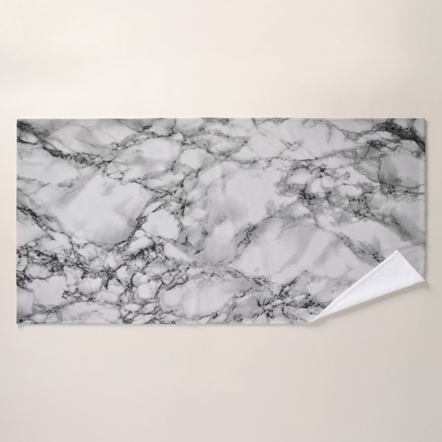 Trendy White Marble Stone - Bath Towel (Bath Towel)
