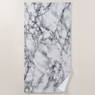 Trendy White Marble Stone Beach Towel