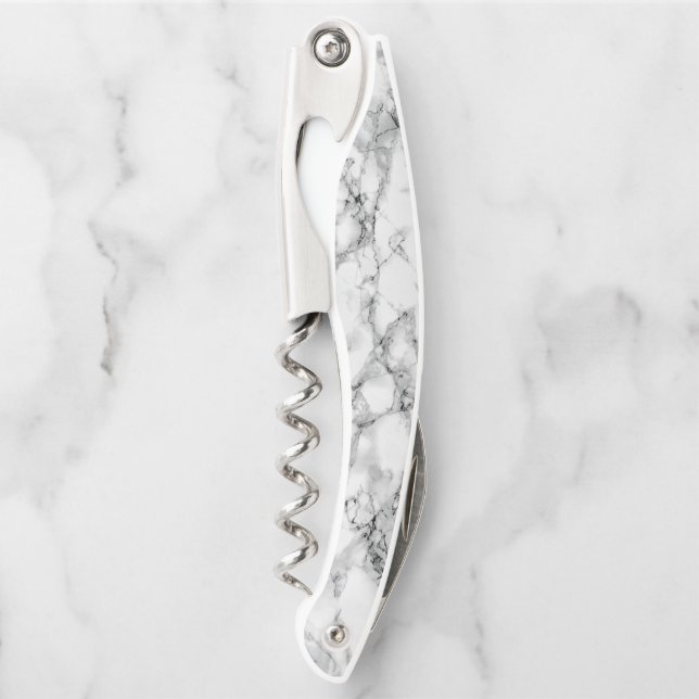 Trendy White Marble Stone Corkscrew (Front)