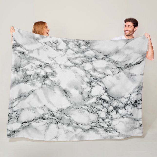 Trendy White Marble Stone - Fleece Blanket (In Situ)