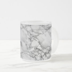 Trendy White Marble Stone Frosted Glass Coffee Mug