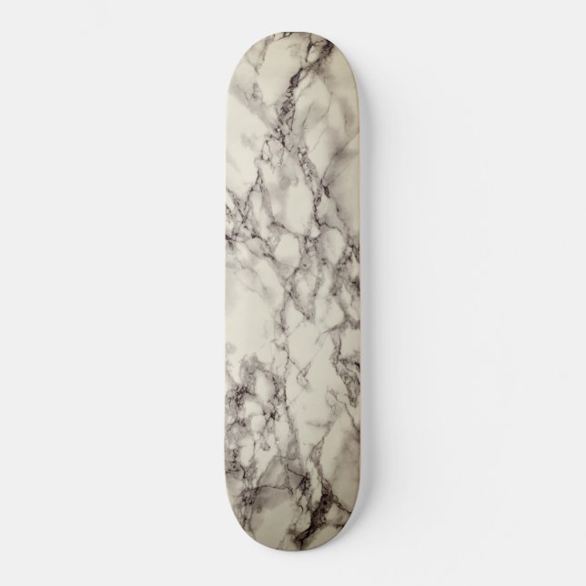 Trendy White Marble Stone - Ivory Skateboard (Front)