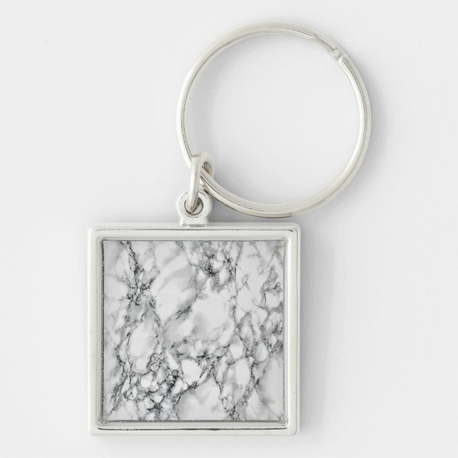 Trendy White Marble Stone Key Ring (Front)