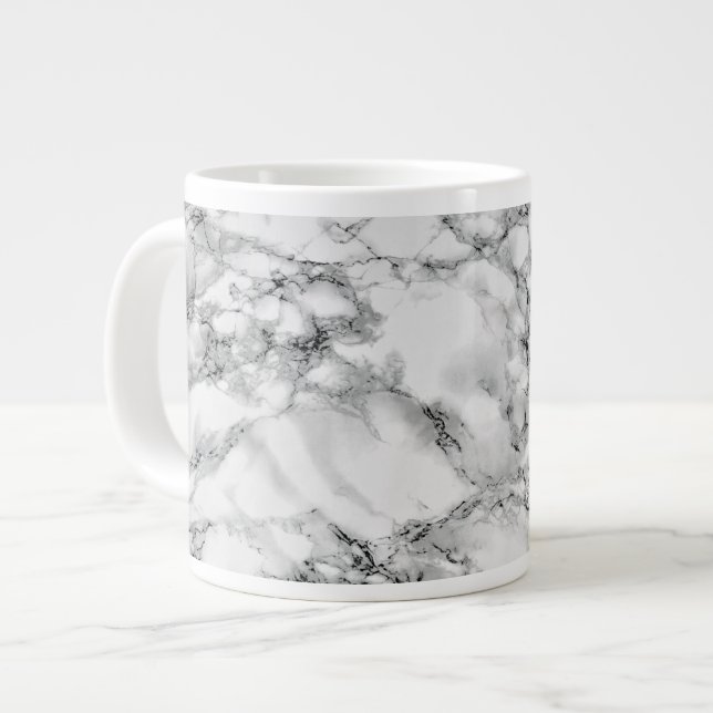 Trendy White Marble Stone - Large Coffee Mug (Front Left)
