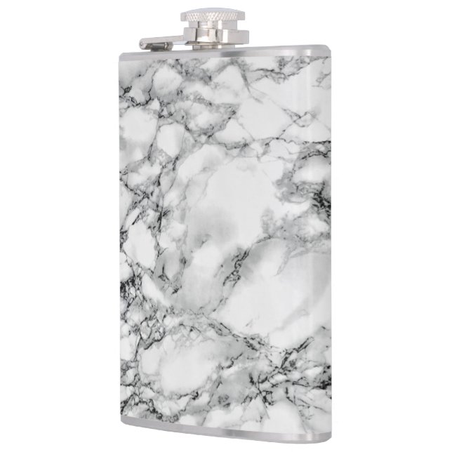 Trendy White Marble Stone - Luxury Hip Flask (Left)