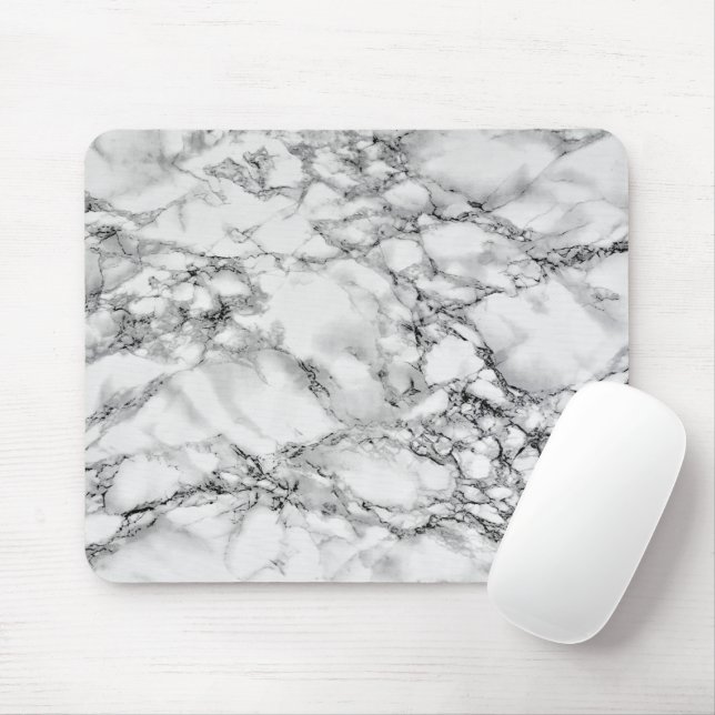 Trendy White Marble Stone Mouse Mat (With Mouse)