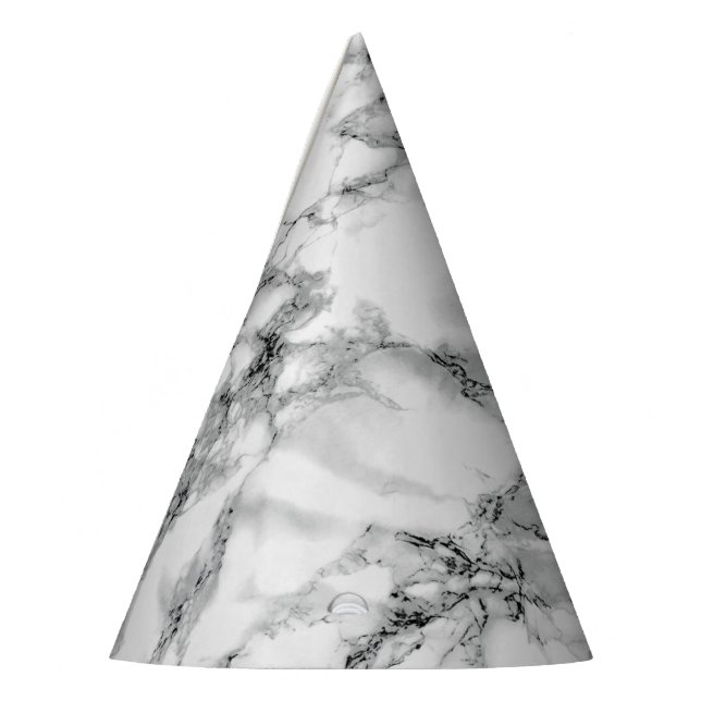Trendy White Marble Stone Party Hat (Left)