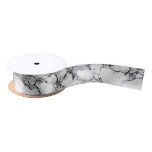 Trendy White Marble Stone Satin Ribbon