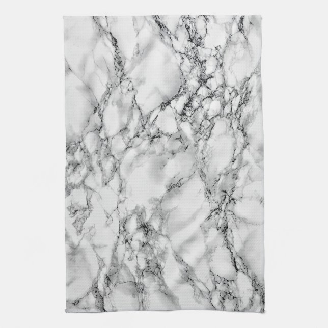 Trendy White Marble Stone Tea Towel (Vertical)