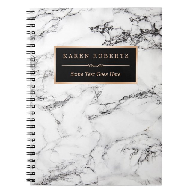 Trendy White Marble Stone Texture Modern Look Notebook (Front)