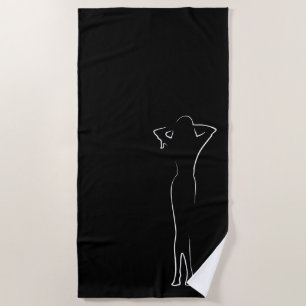Trendy White Natural Behind Silhouette Girl Beach Towel