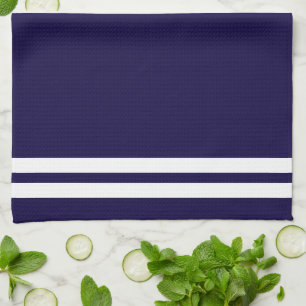 Trendy White Nautical compass on Navy Blue Tea Towel