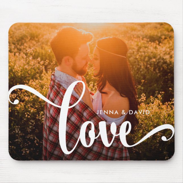 Trendy White Overlay | Love with Photo Mouse Mat (Front)
