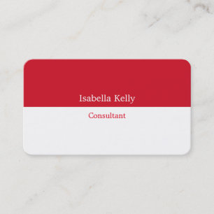Trendy White Red Colour Plain Unique Stylish Business Card
