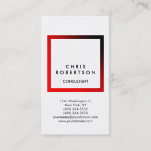 Trendy White Red Frame Consultant Business Card