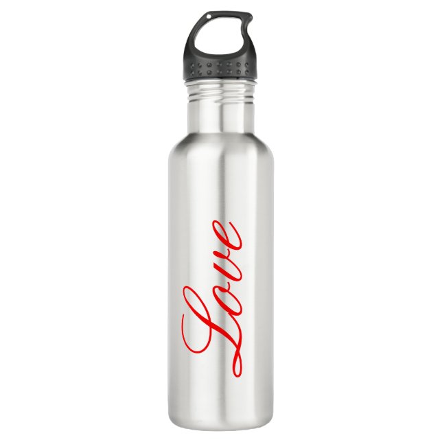 Trendy White Red Love Wedding Handwriting Name 710 Ml Water Bottle (Front)