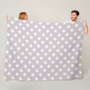 Trendy White Stars Purple Colour Chic Design Fleece Blanket