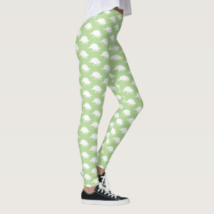 Trendy White Stegosaurus Dinosaur Silhouettes Leggings